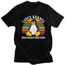 Camiseta vintage para homens, linux, código aberto, algodão, pinguim, programador, codificação, casual, presente 2024 - compre barato