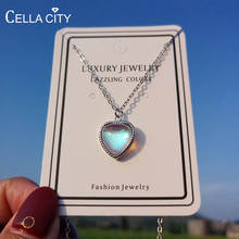 Cellacity Heart Shaped Pendant Charms Necklace for Women Silver 925 Jewelry Moonstone Clavicle Chain Female Party Gift Wholesale 2024 - buy cheap