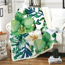 Cobertor de folhas verdes flores 3d, manta de pelúcia de veludo, cobertor para crianças, meninas, cama de cama, viagem 05 2024 - compre barato