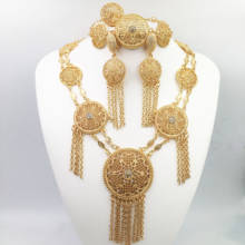 Conjunto de joyería de perlas africanas para mujer, collar de oro, pendientes, pulsera, moda de boda, dubai, novedad de 2019 2024 - compra barato