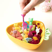 Set de 10 unids/set de Mini Tenedor de fruta con dibujos de animales para niños, Snack, pastel, postre, comida, palillo de dientes, decoración, Color aleatorio 2024 - compra barato