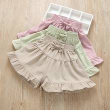 4-14 Years Kids Girls Summer Cotton Loose Shorts With Bow Little Big Girls Ruffles Short Pants Teeange Children's Clothing 10 12 2024 - buy cheap