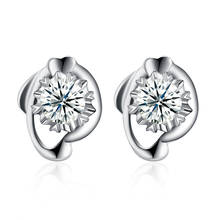 SILVERHOO 925 Sterling Silver Earrings Fashion Design Zircon Studs Geometric Earrings For Women 2021 Statement Anniversary Gift 2024 - buy cheap