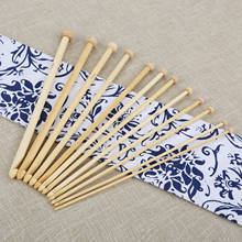 Ganchos de bambú Natural de un solo punto, agujas de punto de 25cm de largo, para coser a mano, herramienta de bricolaje, con cuentas tunecianas afro, 10mm-3mm, 12 Uds. 2024 - compra barato