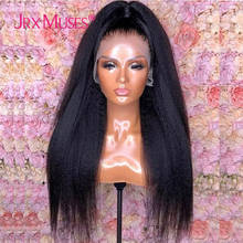 Pelucas de cabello humano liso y rizado para mujeres negras, pelo largo Yaki grueso Natural, parte en T, prearrancado, con pelo de bebé 2024 - compra barato