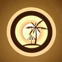 Interior conduziu a lâmpada de parede decoração da árvore coco lâmpada de parede iluminação para casa sala estar quarto lâmpada redonda/AC90-260V luz branca 2024 - compre barato