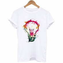 Colorful Light Bulb Print T Shirt Women Short Sleeve O Neck Loose Tshirt Ladies Summer Fashion Women Tee Shirt Tops Clothes 2024 - buy cheap