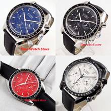 Luxury Bliger 40mm multifunction wrist men's watch black blue red white dial Arched glass date week Automatic mechanical leather 2024 - buy cheap