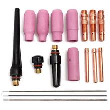 EASY-17Pcs Welders Welding Torch Tig Cup Collet Body Nozzle Kit Tungsten Electrode For Wp-17/18/26 Tig Welding Torch 2024 - buy cheap