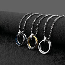 Fashionable hip-hop male titanium steel necklace three circles literary and artistic wild couple pendant hot sale 2024 - buy cheap