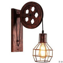 Vintage Industrial Style LED wall lights Loft Retro Pulley Wall Lamp Iron Lanterns Suspension Decoration lighting bedroom light 2024 - buy cheap