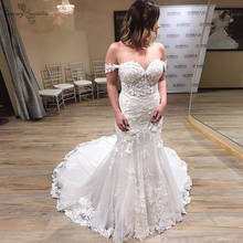 Sin hombros sirena vestidos De Novia encaje apliques Sweetheart desmontable mangas trajes De Novia Vestido De Novia 2020 2024 - compra barato