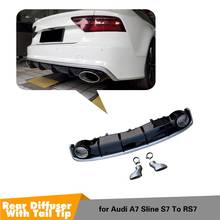 A7 Rear Bumper Lip Diffuser With Exhaust Muffler Pipe for Audi A7 Sline S7 2016 2017 2018 Car Bumper Protector 2024 - buy cheap