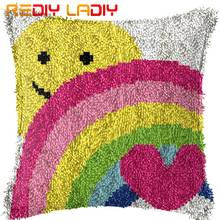 Latch Hook Cushion Rainbow Love Pillow Case Acrylic Yarn Pillow Pre-Printed Color Canvas Crochet Cushion Cover Hobby & Crafts 2024 - buy cheap