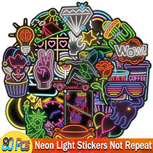 80 Pcs Neon Light Stickers Cartoon Cute Kawaii Sticker Cool Girl Lady Decals for Laptop Guitar Scrapbook Water Bottle Car Black 2024 - buy cheap