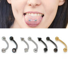 Piercing de acero quirúrgico para la lengua, Piercing curvado para el cuerpo, 1 unidad 2024 - compra barato