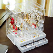 Caja de almacenamiento de joyería de acrílico transparente con cajón, estante de exhibición de joyería de plástico, para collar y anillo de escritorio 2024 - compra barato