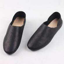 Sapatilhas de bailarina femininas, sapatos baixos de couro legítimo 100%, dobráveis, sapatos baixos para mulheres 2024 - compre barato
