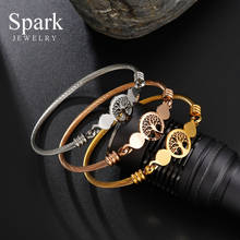 Spark Charm Hollow Tree of Life Bracelets Stainless Steel Gold Cuff Bangles For Women Girls Birthday Jewelry Gift Dropshipping 2024 - buy cheap