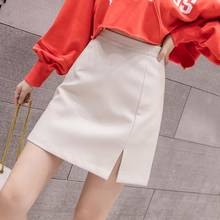 Good Quality High Waist Leather Skirt A- Line Split Pu Little Short Dress Woman Skirts Faldas Jupe 2024 - buy cheap