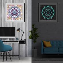 Pintura diamante luminosa mandala flor pintura diamante ponto cruz diamante bordado especial em forma de contas decoração da parede casa 2024 - compre barato