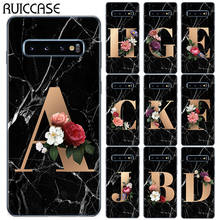 Capa com flores de mármore personalizadas para samsung galaxy, modelos s10 plus, s10e, s7 edge, s8, s9 plus, capa de silicone 2024 - compre barato