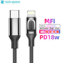 rock space PD Type C to Lighting Charging Cable 18W for iPhone 12 Pro 11 Xs Max X 8 Plus Macbook Charge MFi USB C Charger Cable 2024 - buy cheap