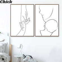 Family Love Poster Newborn Mom Hands Line Art Canvas Poster Nursery Wall Art Pictures Abstract Painting Prints Baby Room Decor 2024 - buy cheap