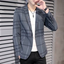 Международная торговля мужской повседневный костюм пиджак деловой маленький костюм Корейская версия тенденции самостоятельного выращивания модный клетчатый одиночный 2024 - купить недорого
