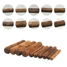 Pottery Tools,Wooden Handle Rollers Clay Modeling Pattern Rollers Kit Pottery Tools Set with Assorted Patterns 10Pcs 2024 - buy cheap