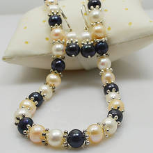 Perfect-collar de perlas reales Multicolor, pendientes, conjunto de joyería, perlas de agua dulce, plata, cuentas de nieve, joyería, regalo encantador para mujer 2024 - compra barato