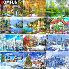 HOMFUN HOMFUN Square Round Drill 5D Diamond Painting Environmental Crafts Full Diamond Embroidery "House snow scenery"Home decor 2024 - buy cheap