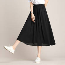Falda larga de gasa para mujer, Falda de talla grande 6XL, a la moda, color negro, estilo coreano, elegante, SP7100, 2020 2024 - compra barato