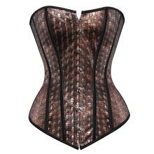 Corpetes e bustiers mulheres sexy steampunk falso couro rendas até desossado corselet crânio pirata carnaval festa clubwear plus tamanho 2024 - compre barato