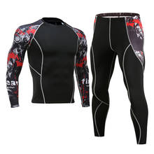 Брендовый спортивный мужской костюм для бега MMA, Спортивная рубашка, леггинсы, спортивный костюм из 2 предметов, компрессионная спортивная одежда, зимний костюм для бега, новинка 2021 2024 - купить недорого