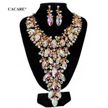 Luxury Rhinestone Jewelry Sets Women Fashionable Necklace Earrings Set 3pcs EU Dubai Big Jewellery Party Jewels F1057 3 Colors 2024 - buy cheap