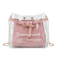 2022 Summer Fashion New Handbag High quality PVC Transparent Women bag Sweet Printed Letter Phone bag Chain Shoulder bag S2248 2024 - buy cheap