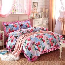 Multi Color Garden Flowers Duvet Cover Set Pure Cotton Soft Bedding set Quilted Bedskirt Pillow shams Queen King Single Product 2024 - buy cheap