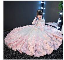 Real Picture New Luxury Flower Girls Dress Princess Dress Lace 3D Flowers Applique Puffy Tulle Kids Birthday Gown costume 2024 - buy cheap