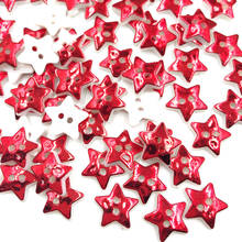 50 peças 12mm estrela vermelha 2 buracos botões de plástico vestuário infantil acessórios de costura diy scrapbooking artesanato pt301 2024 - compre barato
