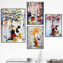 Pintura en lienzo colorida de Disney, impresiones y pósteres de Mickey, Minnie Mouse, imagen artística de pared para decoración de sala de estar, decoración del hogar 2024 - compra barato