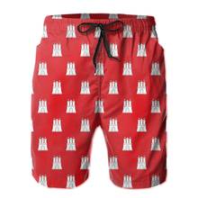 Summer Men Causal Short Breathable Quick Dry Joke German states Loose Flag Of Hamburg Male Shorts 2024 - buy cheap