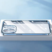 Роскошный прозрачный чехол из ТПУ с квадратным покрытием для iPhone 12 11 Pro Max Mini iPhone X XS XR 7 8 Plus SE 2020, прозрачный мягкий чехол 2024 - купить недорого