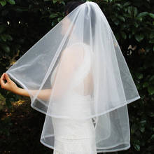 Véu de casamento com 2 camadas, véu de noiva com crina, acessório para futura esposa 2024 - compre barato