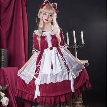 Vestido Vintage de adorable Vestido de lolita de palacio con lazo, cuello redondo, estilo victoriano, gótico, lolita op loli cos 2024 - compra barato
