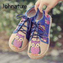 Johnature-zapatos planos con cordones para mujer, calzado con estampado de animales, informales, poco profundos, punta redonda, estilo nacional, Primavera/otoño, 2021 2024 - compra barato