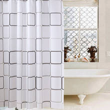 Cortina de banheiro à prova d'água peva, estampa quadrada, ecológica, cortina de banheiro com fivela de cobre 2024 - compre barato