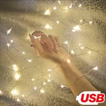 Lâmpada de fadas usb estreladas, micro luzes led, fio transparente para festa, natal, casamento, 6 cores, 1m, 5m, 10m, 100 m 2024 - compre barato