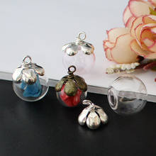6PCS 14/16/18MM Clear Glass Ball With Flower Metal Cap clear glass ball Pendant Necklace Glass Vials Pendants Diy Finding 2024 - buy cheap