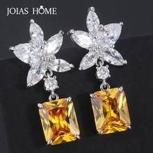 JoiasHome Trendy 925 Sterling Silver Earrings Woman Jewelry Classic Style with Yellow Gemstone for Woman Fashion Wholesale 2024 - buy cheap